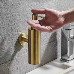 Arezzo Brushed Brass Round Wall Mounted Soap Dispenser