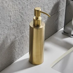 Arezzo Freestanding Round Soap Dispenser Brushed Brass 14 Arezzo Freestanding Round Soap Dispenser Brushed Brass -Victorian Plumbing Shop azrd2bbf d2
