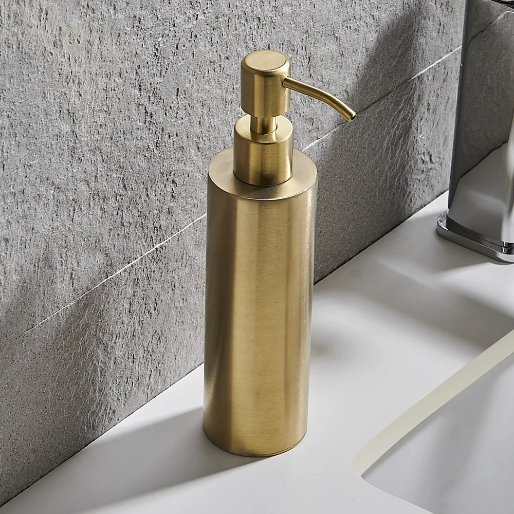 Arezzo Freestanding Round Soap Dispenser Brushed Brass 8 Arezzo Freestanding Round Soap Dispenser Brushed Brass - Image 6