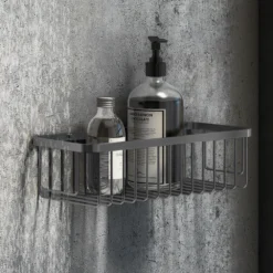 Arezzo Brushed Gunmetal Grey 300mm Wire Shower Basket 9 Arezzo Brushed Gunmetal Grey 300mm Wire Shower Basket -Victorian Plumbing Shop azs29gmg l