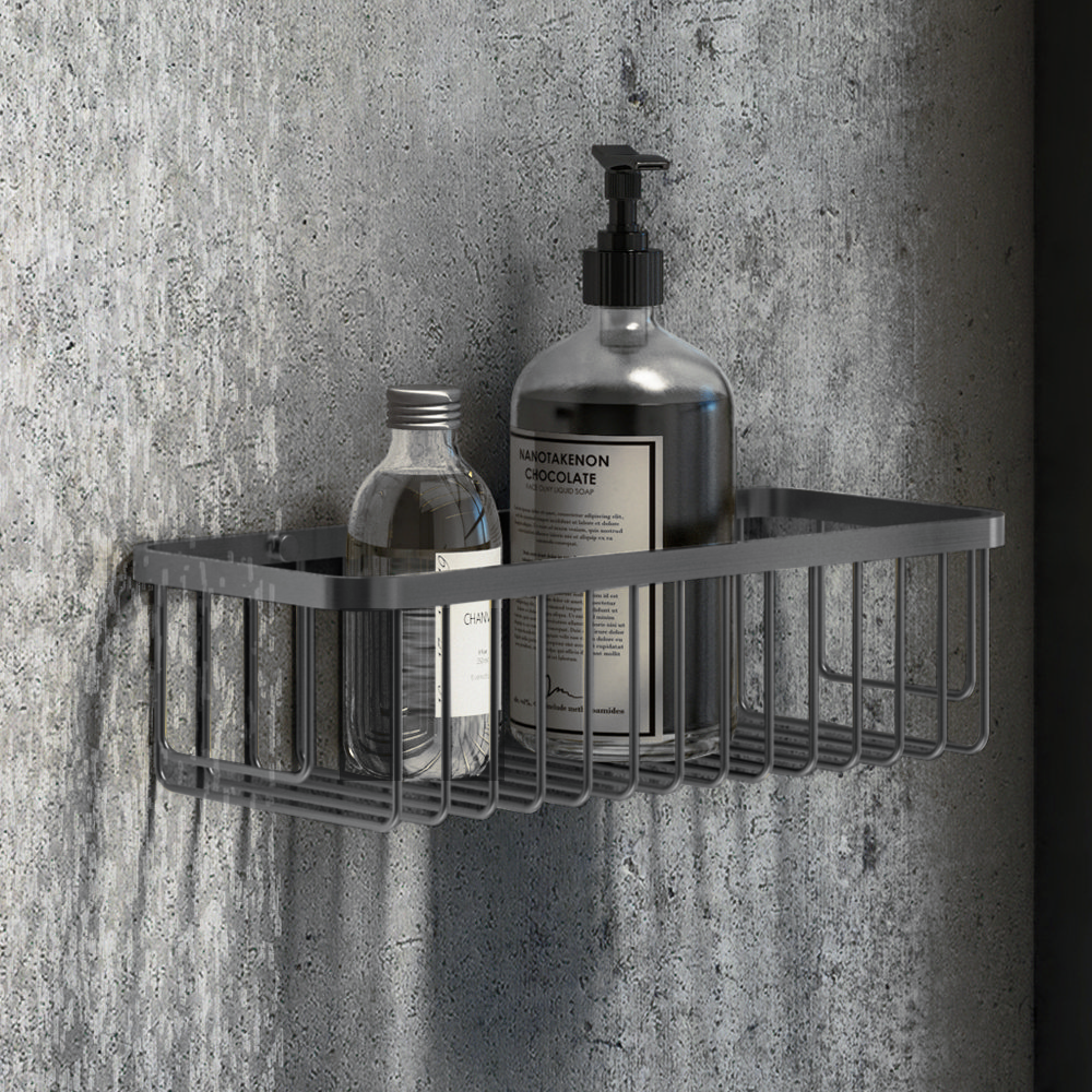 Arezzo Brushed Gunmetal Grey 300mm Wire Shower Basket 6 Arezzo Brushed Gunmetal Grey 300mm Wire Shower Basket - Image 4