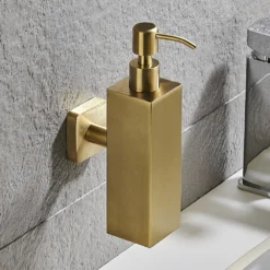 Arezzo Brushed Brass Square Wall Mounted Soap Dispenser 14 Arezzo Brushed Brass Square Wall Mounted Soap Dispenser -Victorian Plumbing Shop azsq2bbw d2