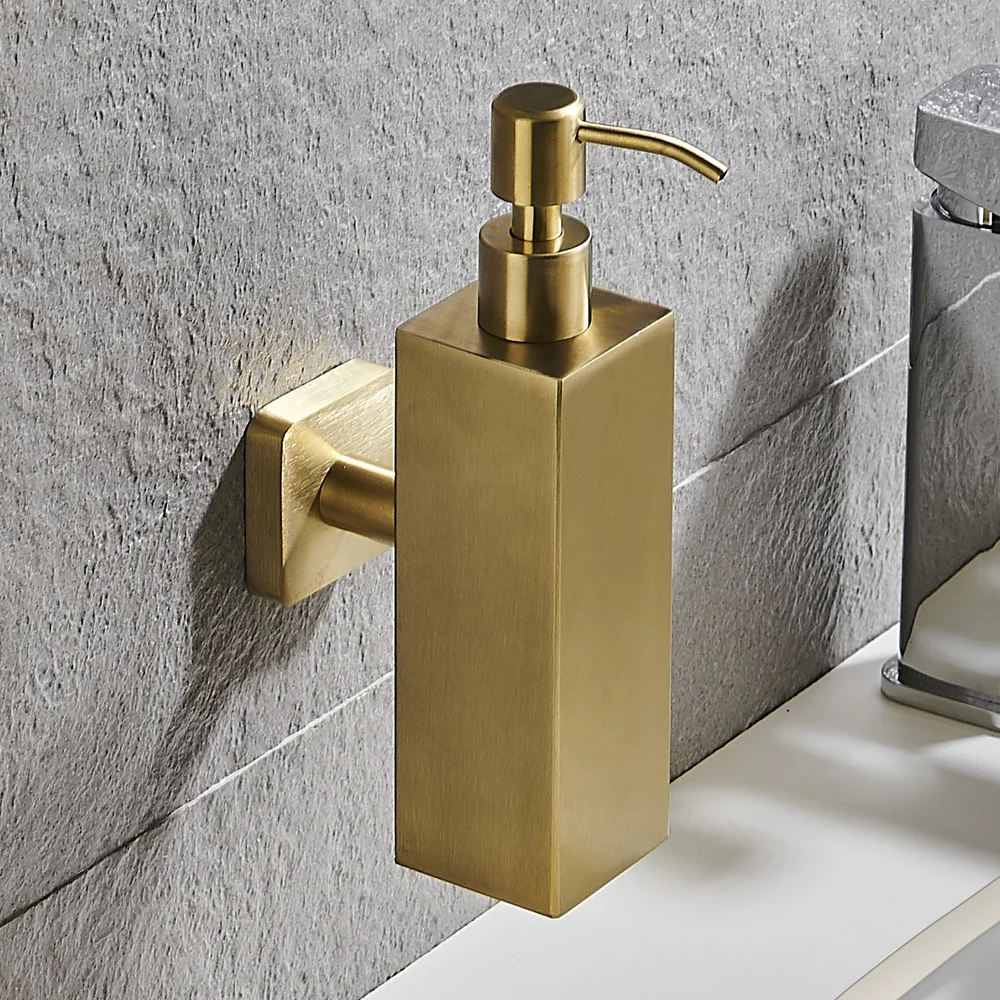 Arezzo Brushed Brass Square Wall Mounted Soap Dispenser 8 Arezzo Brushed Brass Square Wall Mounted Soap Dispenser - Image 6