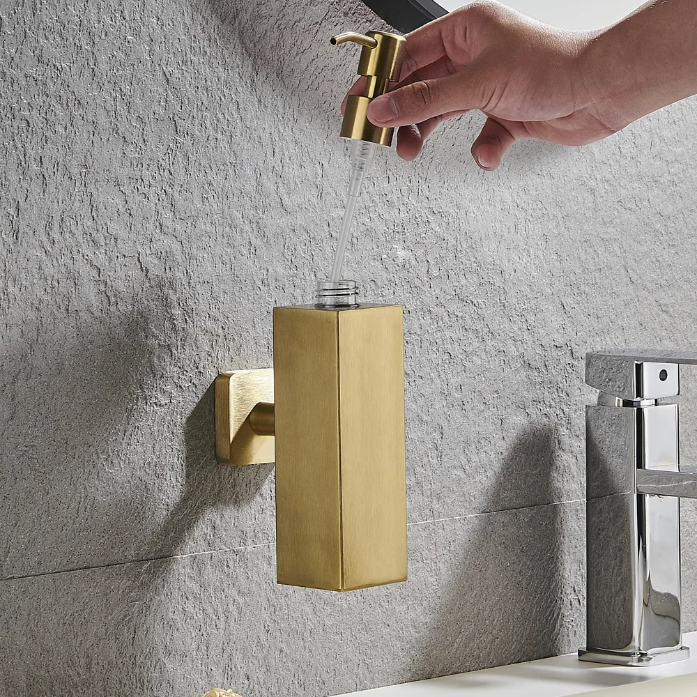 Arezzo Brushed Brass Square Wall Mounted Soap Dispenser 9 Arezzo Brushed Brass Square Wall Mounted Soap Dispenser - Image 7
