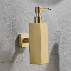 Arezzo Brushed Brass Square Wall Mounted Soap Dispenser 12 Arezzo Brushed Brass Square Wall Mounted Soap Dispenser -Victorian Plumbing Shop azsq2bbw lrg2