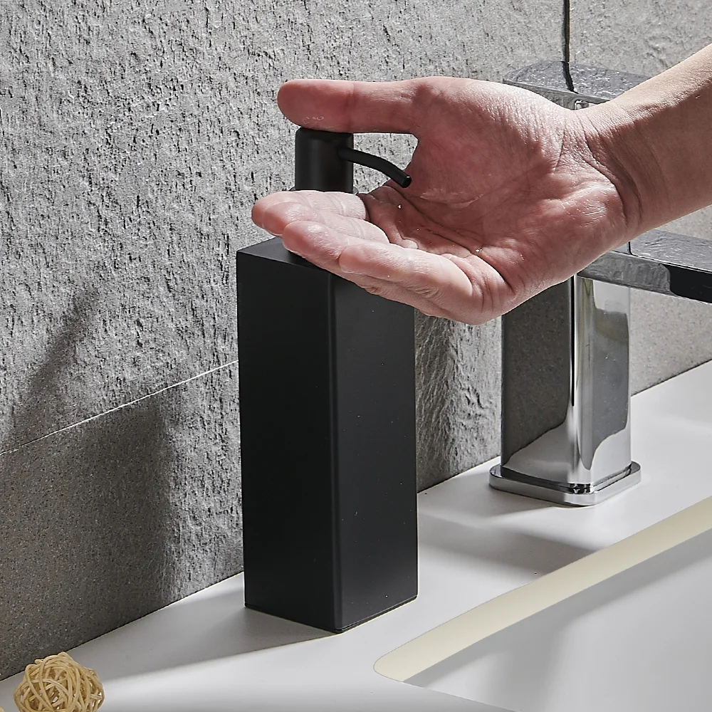 Arezzo Freestanding Square Soap Dispenser Matt Black 4 Arezzo Freestanding Square Soap Dispenser Matt Black - Image 2