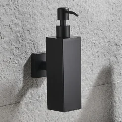 Arezzo Matt Black Square Wall Mounted Soap Dispenser -Victorian Plumbing Shop azsq2mbwd2