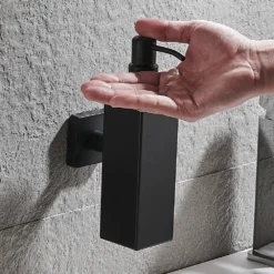 Arezzo Matt Black Square Wall Mounted Soap Dispenser -Victorian Plumbing Shop azsq2mbwd3