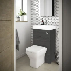 Brooklyn 500mm Grey Avola 2-In-1 Combined Wash Basin & Toilet -Victorian Plumbing Shop bcomgryn