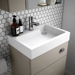 Brooklyn 500mm White Gloss 2-In-1 Combined Wash Basin & Toilet -Victorian Plumbing Shop bcomwht d1