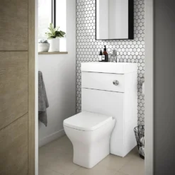 Brooklyn 500mm White Gloss 2-In-1 Combined Wash Basin & Toilet -Victorian Plumbing Shop bcomwht lrg