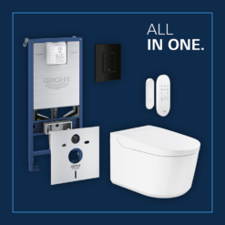 Grohe Rapid SLX 1.13m Frame / Sensia Wall Hung Shower Toilet With Matt Black Even Flush Plate -Victorian Plumbing Shop black 2