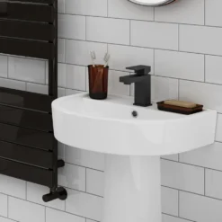 Arezzo Square Matt Black Basin Mono Mixer Tap -Victorian Plumbing Shop cas14blk d2