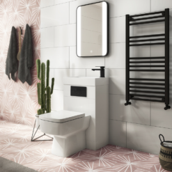 Cruze Dual Flush Concealed WC Cistern Incl. Large Matt Black Push Button Plate -Victorian Plumbing Shop cbkpb01 fac001 d4