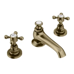 Chatsworth 1928 Antique Brass 3TH Crosshead Basin Mixer Tap + Waste -Victorian Plumbing Shop ch3basbrad4