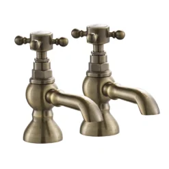 Chatsworth 1928 Antique Brass Crosshead Pillar Basin Taps 9 Chatsworth 1928 Antique Brass Crosshead Pillar Basin Taps -Victorian Plumbing Shop chpbbra l