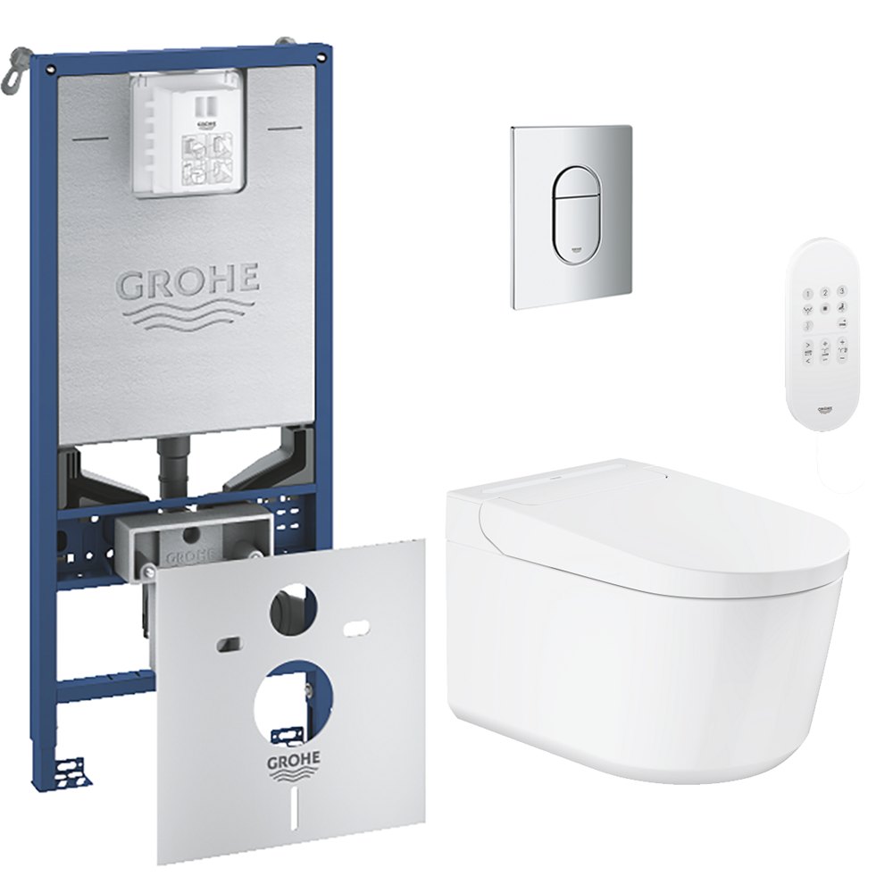 Grohe Rapid SLX 1.13m Frame & Sensia Wall Hung Shower Toilet With Chrome Arena Cosmopolitan Flush Plate 6 Grohe Rapid SLX 1.13m Frame & Sensia Wall Hung Shower Toilet With Chrome Arena Cosmopolitan Flush Plate - Image 4