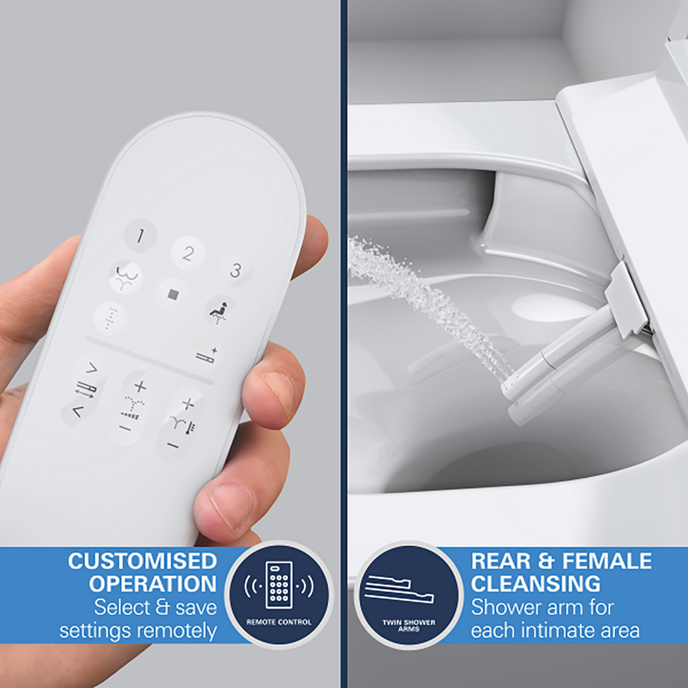 Grohe Rapid SLX 1.13m Frame & Sensia Wall Hung Shower Toilet With Chrome Arena Cosmopolitan Flush Plate 3 Grohe Rapid SLX 1.13m Frame & Sensia Wall Hung Shower Toilet With Chrome Arena Cosmopolitan Flush Plate