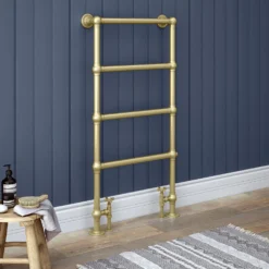 Chatsworth Traditional 598 X 1194 Brushed Brass Floor Mounted Heated Towel Rail
