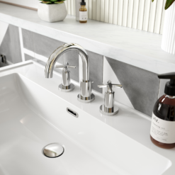 Roxbury Art Deco Chrome Deck Mounted (3TH) Basin Mixer With Waste 9 Roxbury Art Deco Chrome Deck Mounted (3TH) Basin Mixer With Waste -Victorian Plumbing Shop clx337 l4