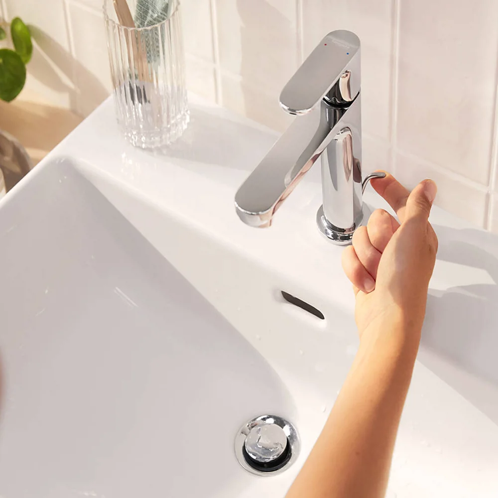 Hansgrohe Rebris S CoolStart Single Lever Basin Mixer 110 With Pop-up Waste - Chrome 7 Hansgrohe Rebris S CoolStart Single Lever Basin Mixer 110 With Pop-up Waste - Chrome - Image 5