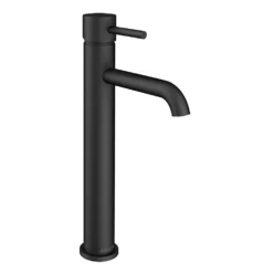 Arezzo Round Matt Black High Rise Mono Basin Mixer Tap -Victorian Plumbing Shop cru40blk l2
