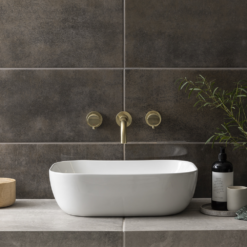 Arezzo Round Brushed Brass Wall Mounted (3TH) Basin Mixer Tap