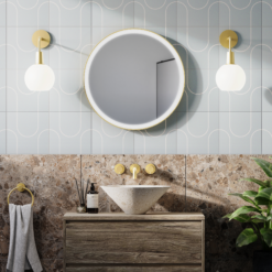 Arezzo Round Brushed Brass Wall Mounted (3TH) Basin Mixer Tap -Victorian Plumbing Shop ct020 bb d5