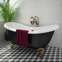 Trafalgar Crosshead Wall Mounted Bath Shower Mixer & Shower Kit Antique Brass -Victorian Plumbing Shop erlbk1750ab l4