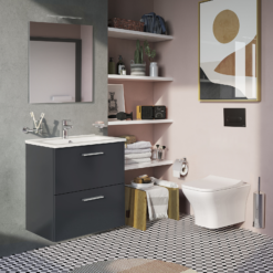 VitrA Evi Complete Wall Hung Bathroom Suite (Toilet, WC Frame + 600mm Anthracite Vanity Unit) -Victorian Plumbing Shop evi bun2 n