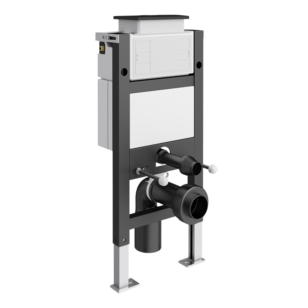 Foundry Compact Top/Front Flush Toilet Frame With Knurled Detail Matt Black Flush - Round Buttons 5 Foundry Compact Top/Front Flush Toilet Frame With Knurled Detail Matt Black Flush - Round Buttons - Image 3