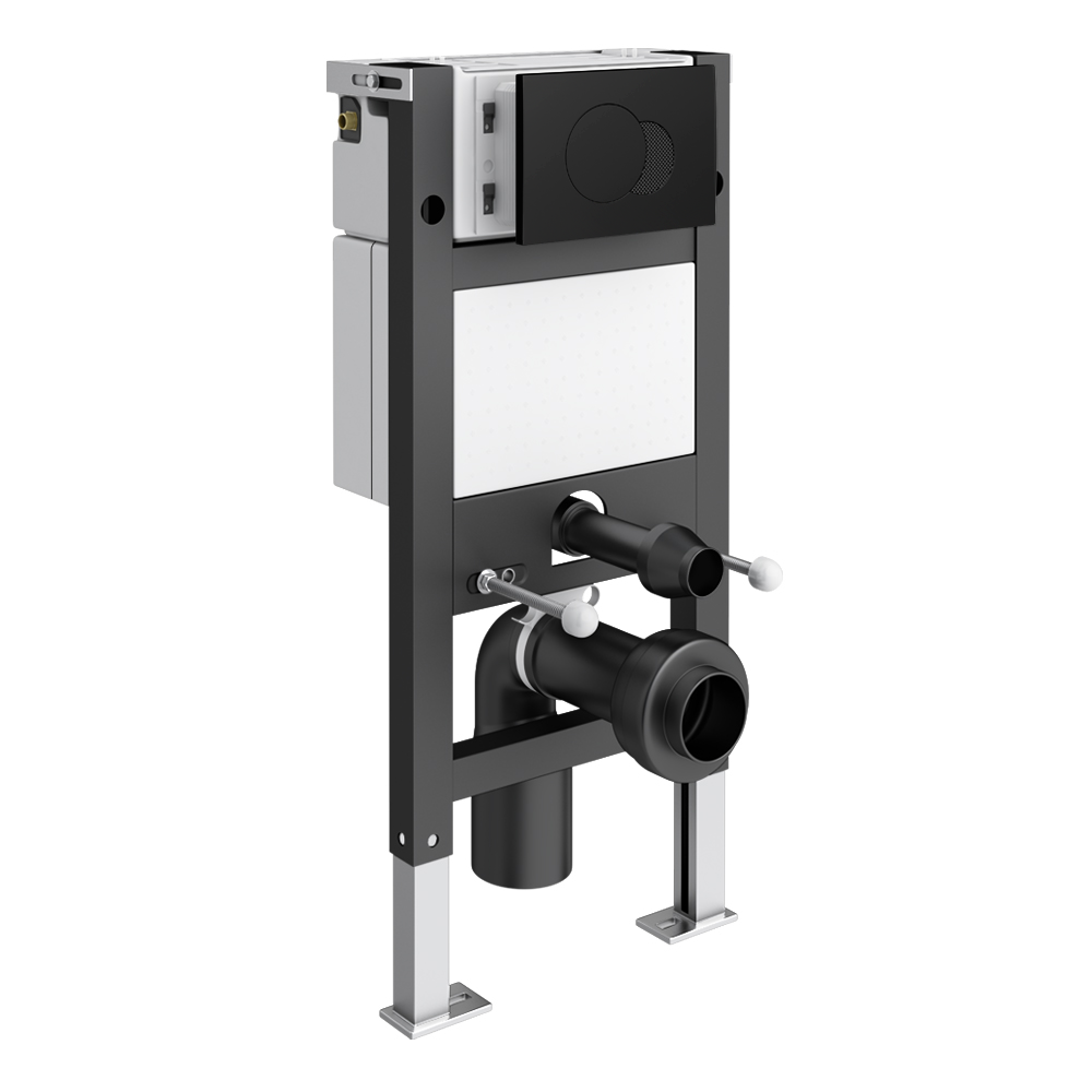 Foundry Compact Top/Front Flush Toilet Frame With Knurled Detail Matt Black Flush - Round Buttons 6 Foundry Compact Top/Front Flush Toilet Frame With Knurled Detail Matt Black Flush - Round Buttons - Image 4