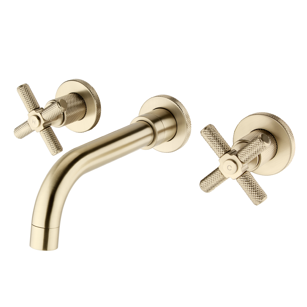 Foundry Wall Mounted 3 Hole Bath Mixer Tap Brushed Brass 3 Foundry Wall Mounted 3 Hole Bath Mixer Tap Brushed Brass