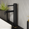 Gatsby Matt Black & Brushed Brass High Rise Basin Mono Mixer Tap -Victorian Plumbing Shop gattmbmbb l3