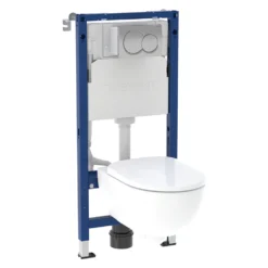 Geberit Rimless 4-in-1 Pack, Frame + Flush Plate + Pan & Soft Close Seat -Victorian Plumbing Shop gbselwhwc l4