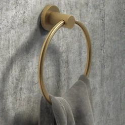 Arezzo Industrial Style Brushed Brass Round Towel Ring -Victorian Plumbing Shop isbbtr n l