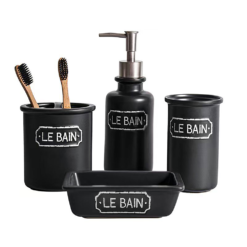 Traditional Le Bain 4 Piece Ceramic Bathroom Set Matt Black -Victorian Plumbing Shop lb02mb l