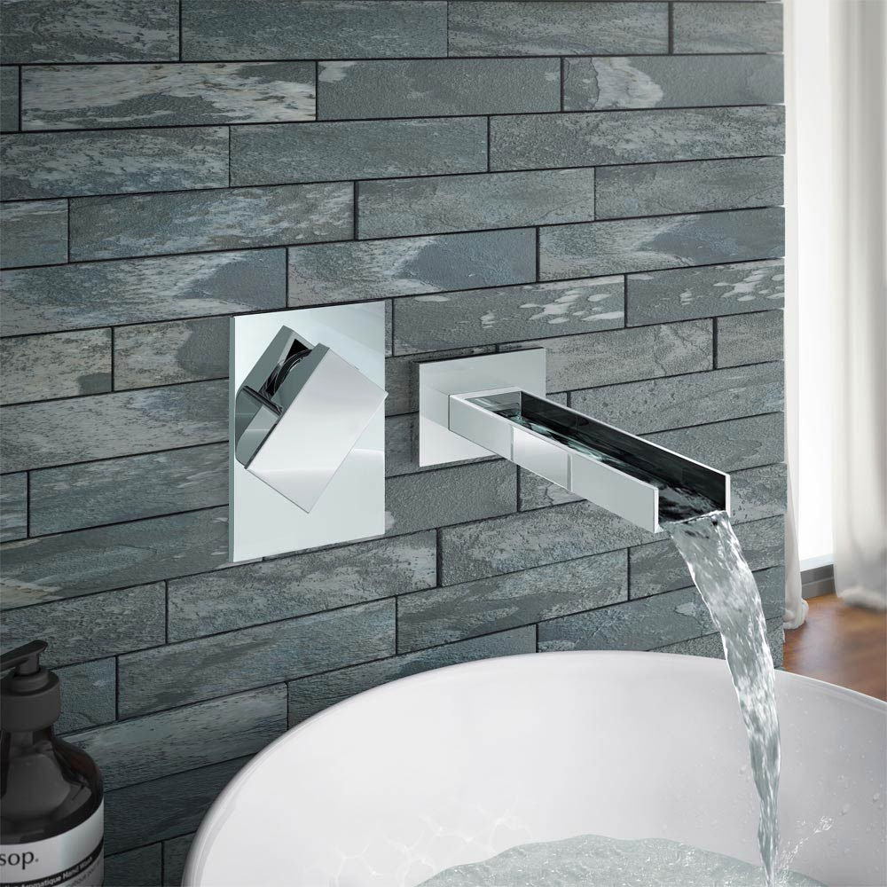 Milan Modern Wall Mounted Waterfall Basin/Bath Spout - Chrome 5 Milan Modern Wall Mounted Waterfall Basin/Bath Spout - Chrome - Image 3