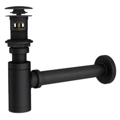 Arezzo Round Matt Black Click Clack Basin Waste + Bottle Trap Pack 9 Arezzo Round Matt Black Click Clack Basin Waste + Bottle Trap Pack -Victorian Plumbing Shop mbbwbt l
