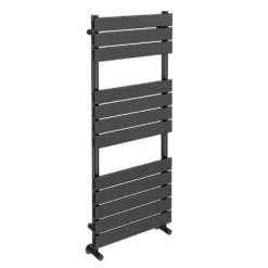 Milan Heated Towel Rail - Black Nickel Finish - 1200 X 500mm Single Panel -Victorian Plumbing Shop mild2bn02 d1