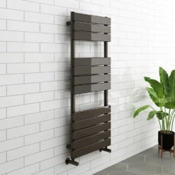 Milan Heated Towel Rail - Black Nickel Finish - 1200 X 500mm Single Panel -Victorian Plumbing Shop mild2bn02 lrg1