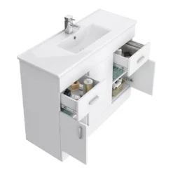 Toreno 1500mm Gloss White Vanity Unit Bathroom Suite - Depth 400/200mm -Victorian Plumbing Shop mod1500 d1