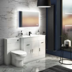 Toreno 1500mm Gloss White Vanity Unit Bathroom Suite - Depth 400/200mm -Victorian Plumbing Shop mod1500l