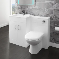 Toreno 500mm BTW Toilet Unit Incl. Cistern + Round Pan (Depth 200mm) -Victorian Plumbing Shop modenahighglosswhitebtwwcunitcisternsoftcloseseatw500xd200mmdetail1