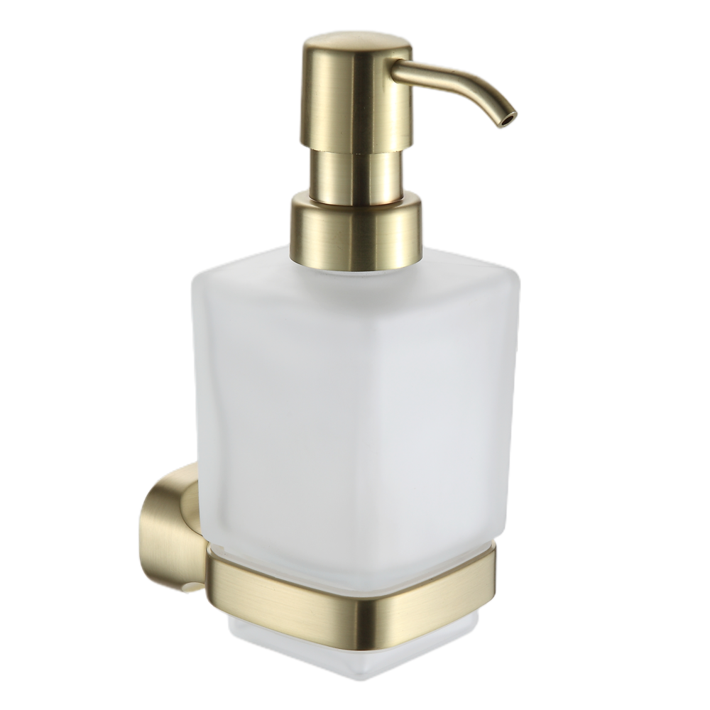 Monza Wall Mounted Glass Soap Dispenser - Brushed Brass 3 Monza Wall Mounted Glass Soap Dispenser - Brushed Brass