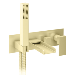 Monza Wall Mounted Bath Tap With Shower Brushed Brass
