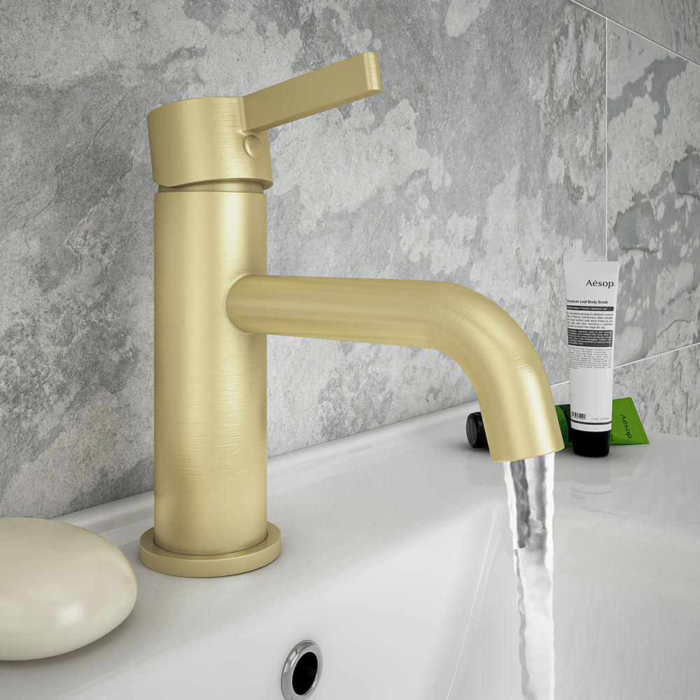 Opus Brushed Brass Cloakroom Mini Basin Mixer Tap 4 Opus Brushed Brass Cloakroom Mini Basin Mixer Tap - Image 2