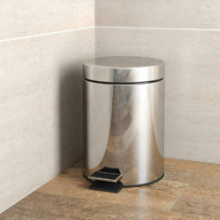 Accents Options 5 Litre Round Bathroom Bin - Polished Chrome