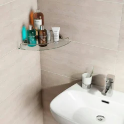 Accents Matrix Glass Corner Shelf -Victorian Plumbing Shop optac040