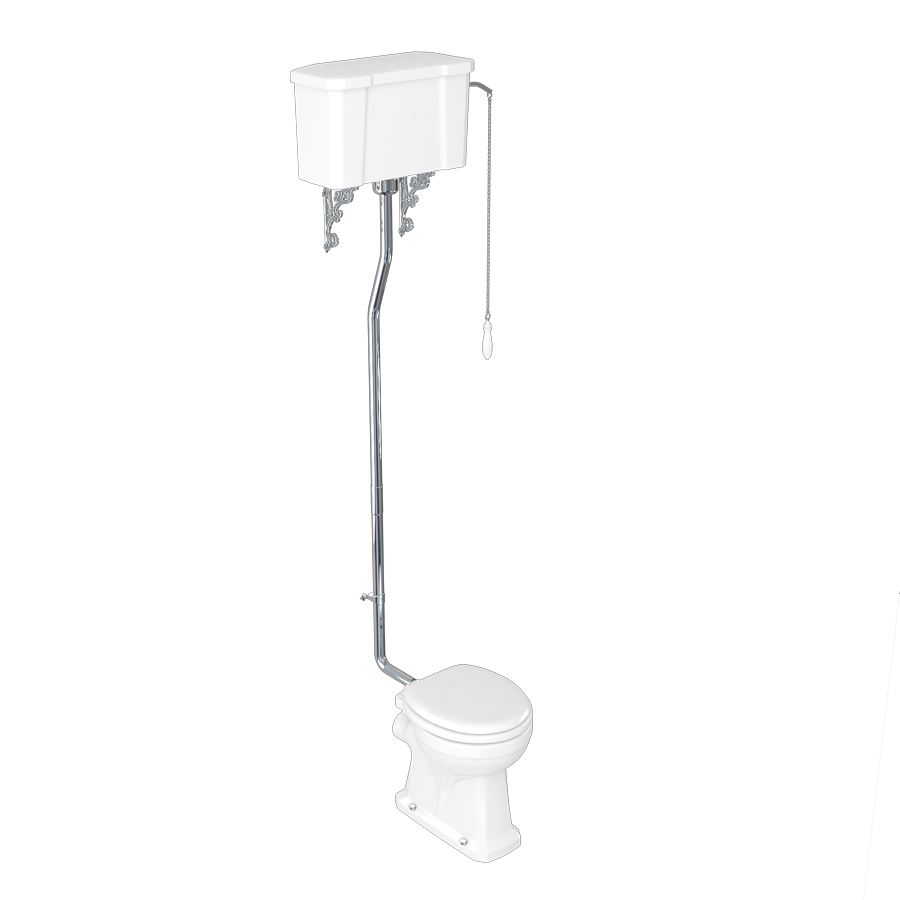 Burlington Standard High Level WC With Single Flush Ceramic Cistern 3 Burlington Standard High Level WC With Single Flush Ceramic Cistern
